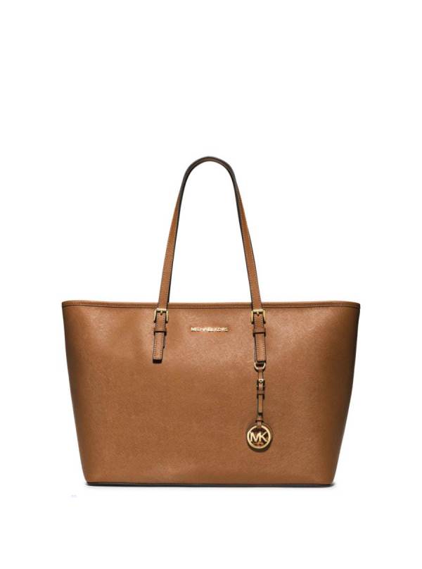 Damske Prenosná Taška Michael Kors Jet Set Medium Saffiano Leather Top-Zip Káva - Kabelky Michael Kors Vypredaj | KFBUX-9076